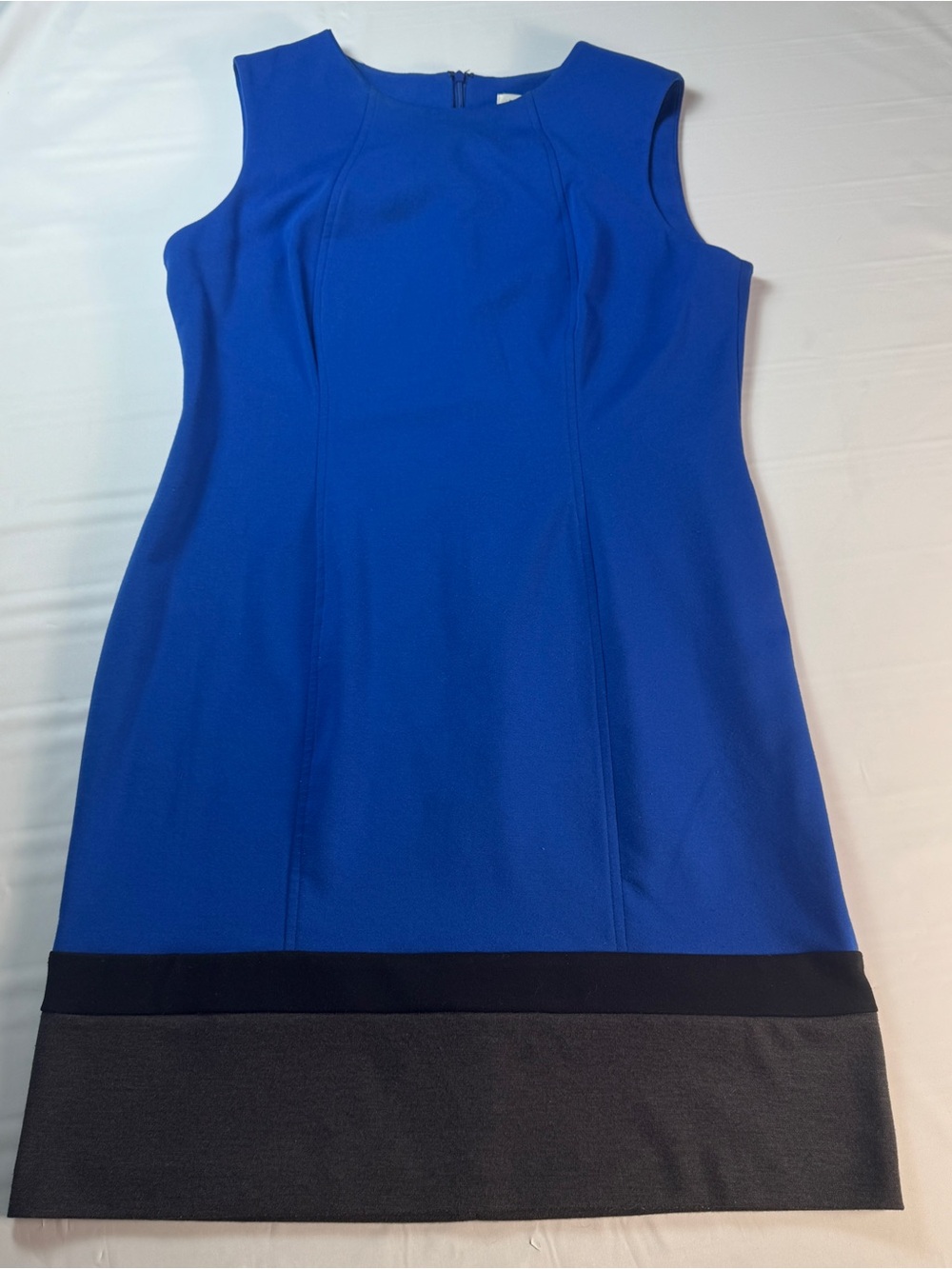 Calvin Klein Colorblock Dress Womens 12 Cobalt Blue Black Gray Sheath Workwear